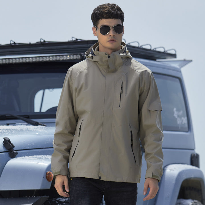 Damen Wasserdichte Outdoorjacke mit Kapuze, atmungsaktiver Membran und Multifunktions‑Reißverschlusstaschen Drune