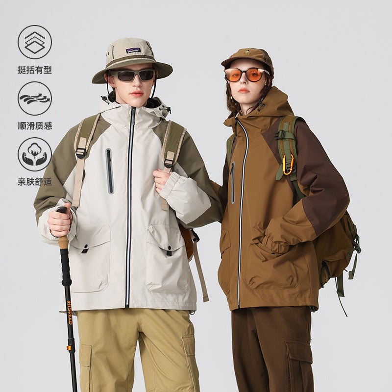 Herren zweilagige technische Regenjacke mit verstellbarer Kapuze und verschweißten Nähten Drune