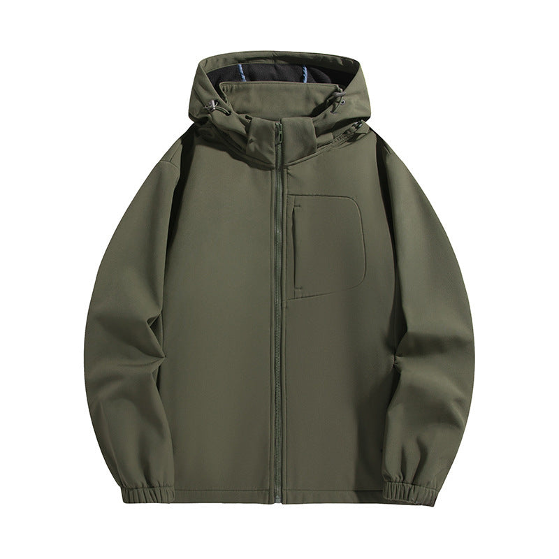 Herren Leichte Softshell‑Kapuzenjacke mit wasserabweisender Membran und Brusttasche Drune