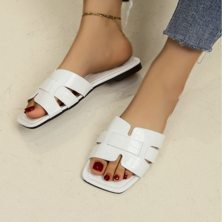 Damen Komfortable Slip-On Sandalen mit trendiger Kroko-Prägung Drune