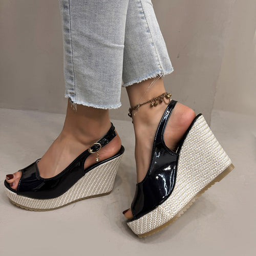 Damen Wedge-Pantoletten mit dekorativem Riemendesign und komfortabler Sohle Drune