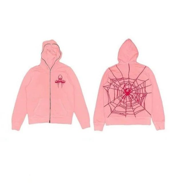 Damen Graphic Zip-Up Hoodie mit Spinnen Design Drune