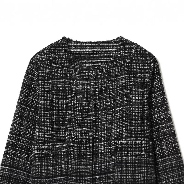Damen Boxy-Tweedjacke im Bouclé‑Look mit verdeckter Knopfleiste und kastiger Silhouette Drune