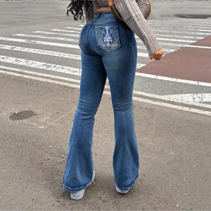 Damen Hochtaillierte Bootcut-Jeans mit formendem Bund und leichtem Schlag Drune