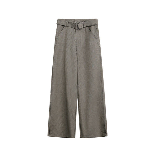 Damen Weite High‑Waist Culotte‑Hose mit Bindegürtel und Glencheck‑Muster Drune