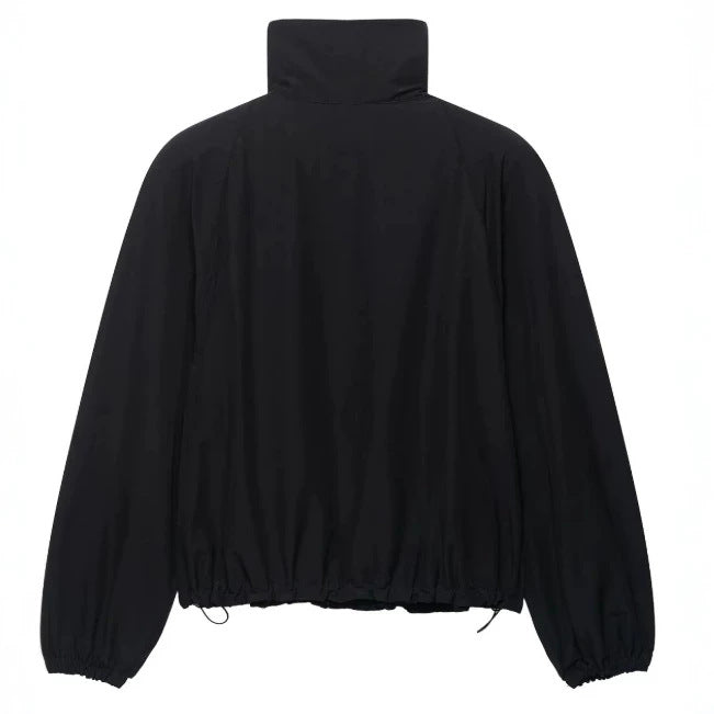Damen Leichte Oversize-Windjacke im Bomberstil mit hohem Stehkragen und Kordelzug Drune
