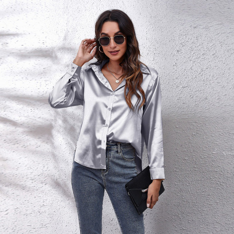 Damen elegante Satinbluse Drune