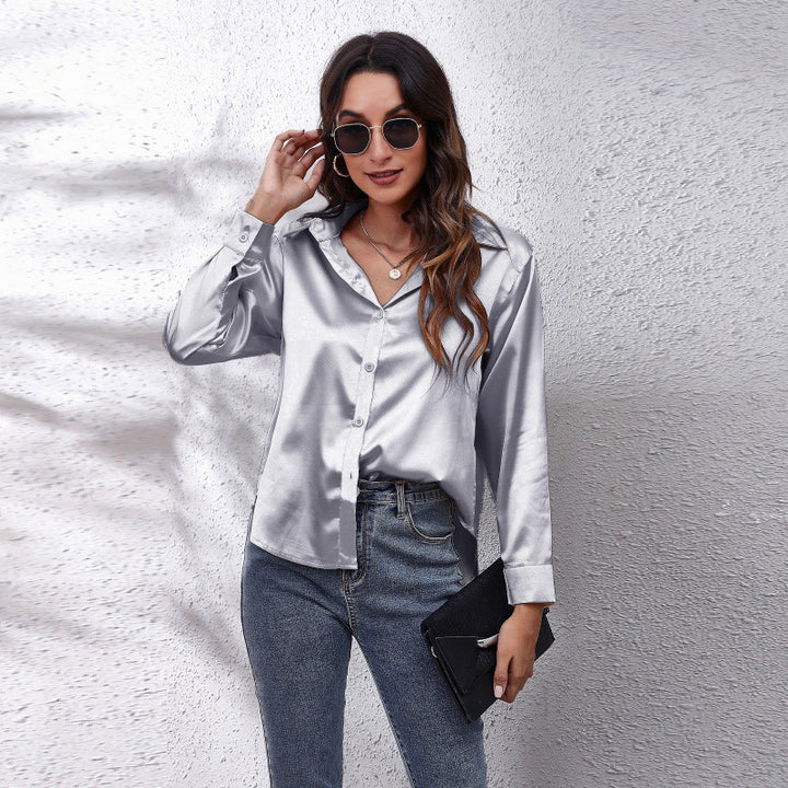Damen elegante Satinbluse Drune
