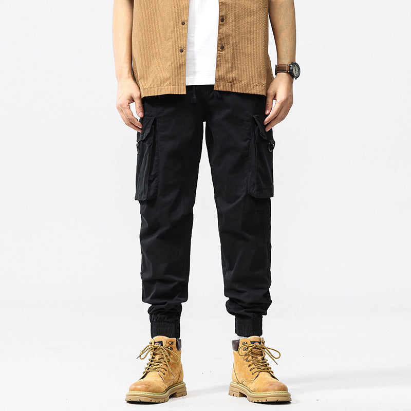 Herren Cargo-Jogginghose im Utility-Stil mit Elastikbund, Kordelzug und Multifachtaschen Drune