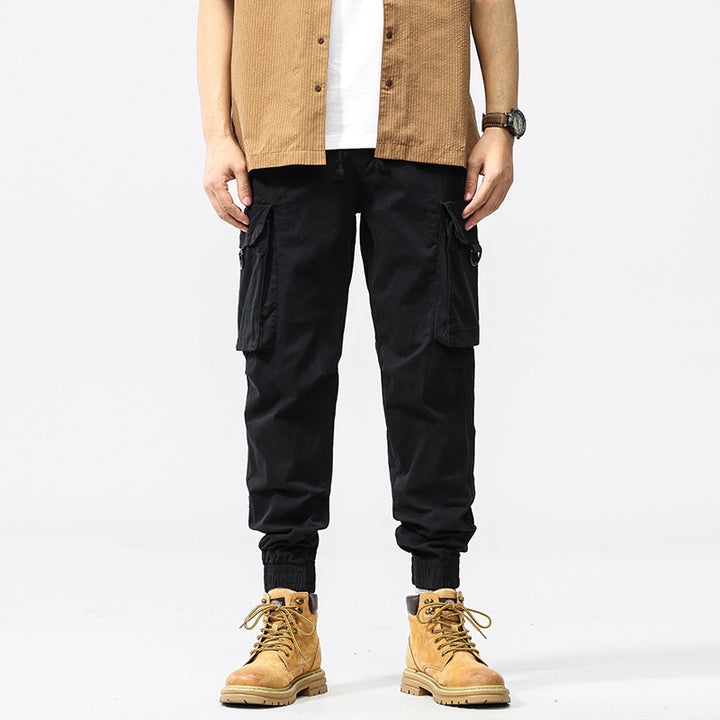 Herren Cargo-Jogginghose im Utility-Stil mit Elastikbund, Kordelzug und Multifachtaschen Drune
