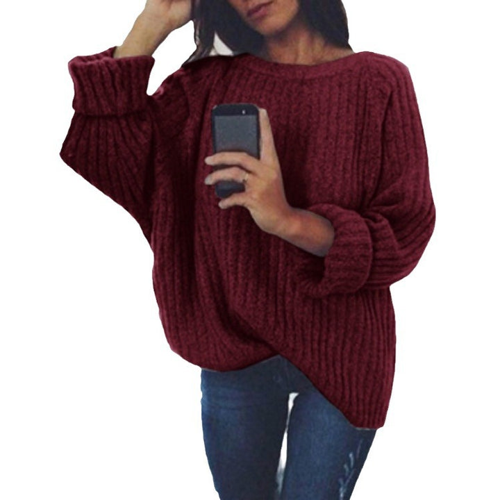 Damen Grobstrick Pullover mit lässiger Silhouette und voluminösen Ärmeln Drune