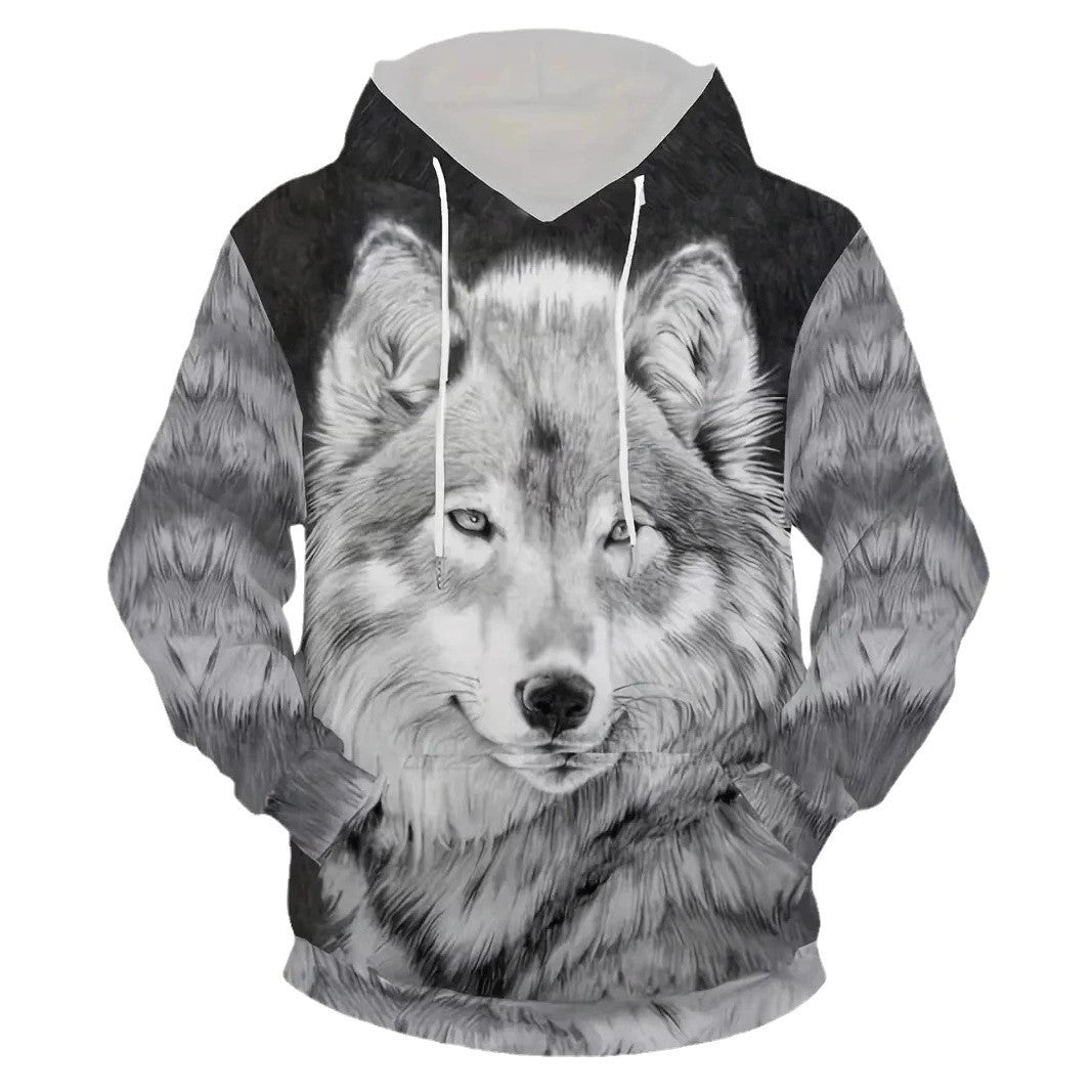Damen Kapuzenpullover mit Wolf- und Schmetterlingsmotiv Drune