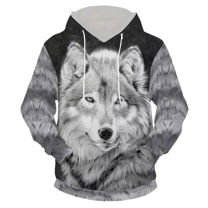 Damen Kapuzenpullover mit Wolf- und Schmetterlingsmotiv Drune