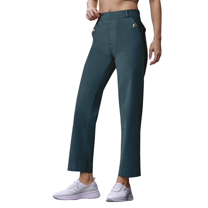 Damen Weite High-Waist Hose mit modischen Knopfdetails Drune