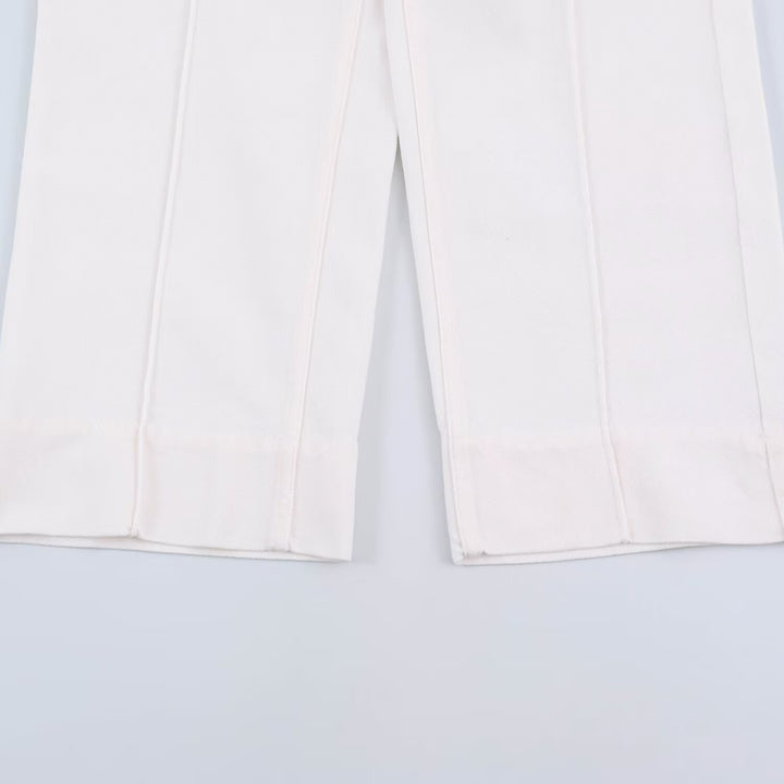 Damen weite Jeanshose mit hoher Taille, Bügelfalte und aufgesetzten Taschen Drune