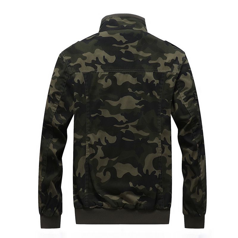 Herren Camo-Utility-Bomberjacke mit Stehkragen, Mehrfach-Taschen und Rippbündchen Drune