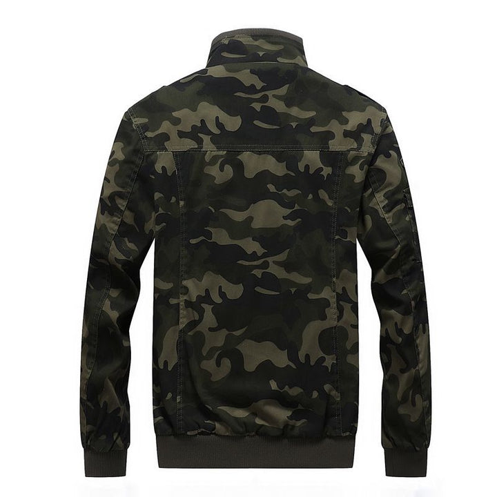 Herren Camo-Utility-Bomberjacke mit Stehkragen, Mehrfach-Taschen und Rippbündchen Drune