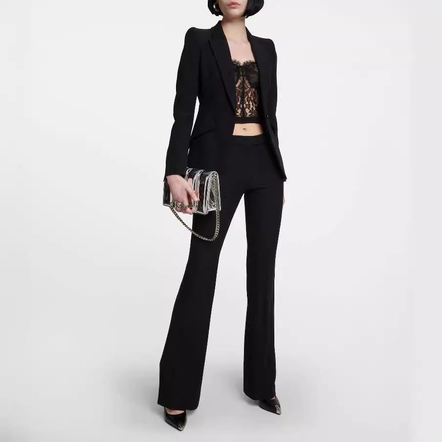 Damen Maßgeschneiderter Einreihiger Blazer mit skulpturierter Schulter und tailliertem Cut Drune