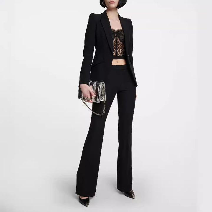 Damen Maßgeschneiderter Einreihiger Blazer mit skulpturierter Schulter und tailliertem Cut Drune