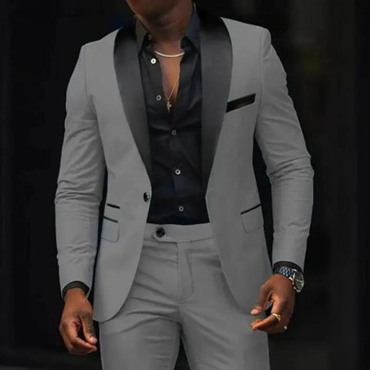 Herren nan schmal geschnittener Smokinganzug mit Satinrevers und Slim-Fit-Hose Drune