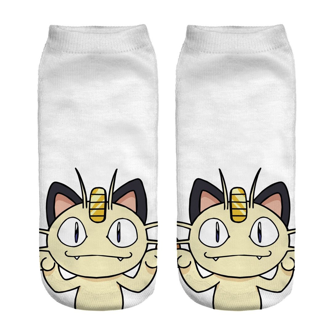 Unisex Niedrige Ankle-Socken mit Cartoon-Monster-Gesicht und weichem Baumwollmix Drune
