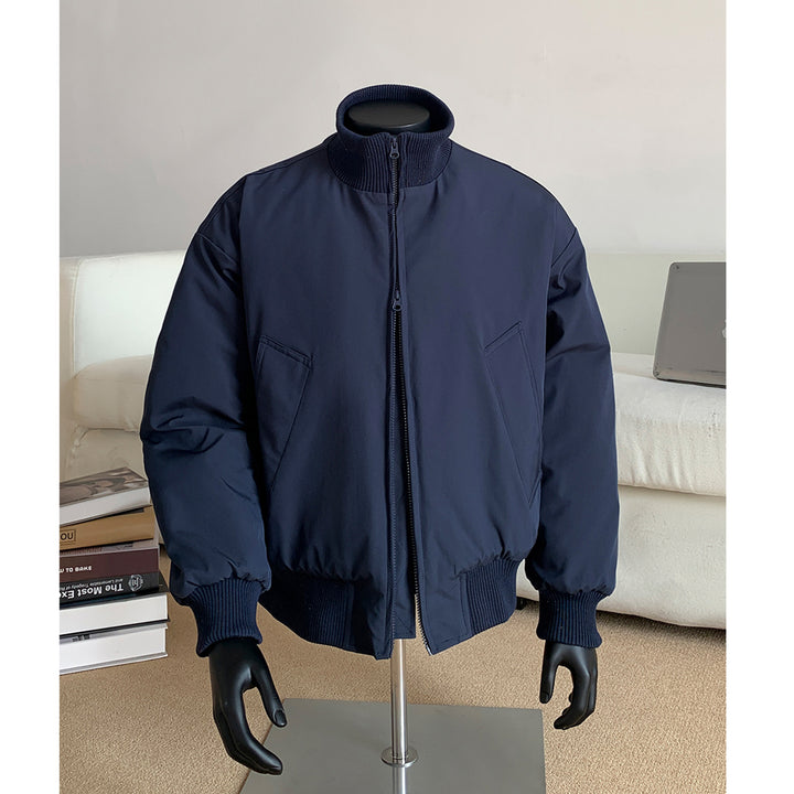 Herren Oversized Stepp-Bomber mit hoher Rippenkragenkonstruktion und verdecktem Reißverschluss Drune