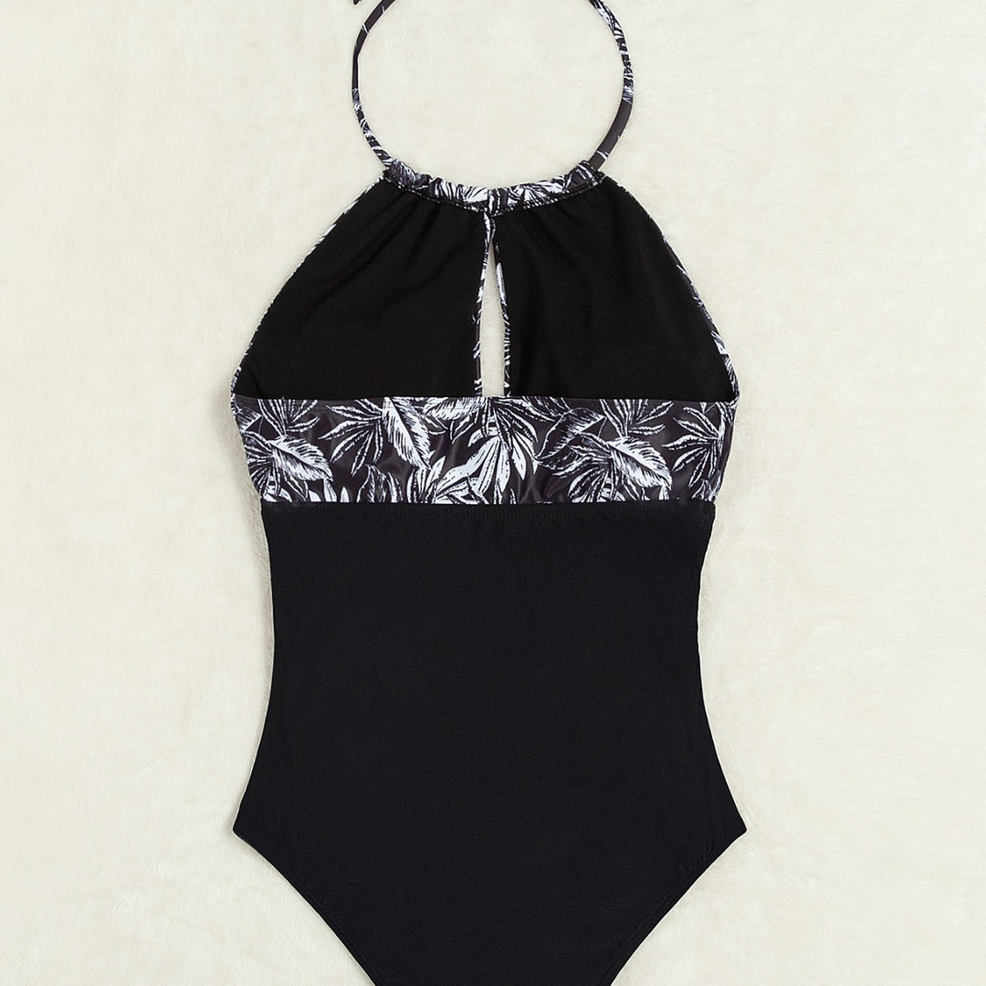 Damen Eleganter Badeanzug mit tiefem Ausschnitt und floralem Design Drune