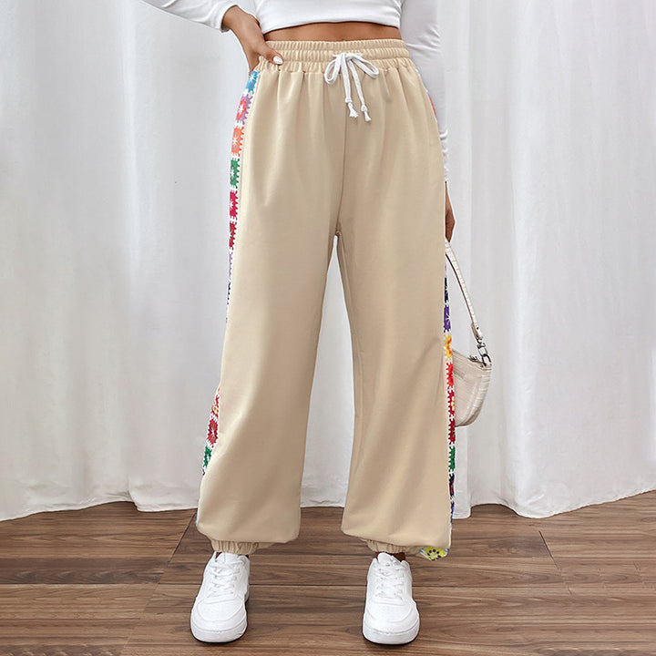Damen Jogginghose mit buntem Seitenmuster Drune