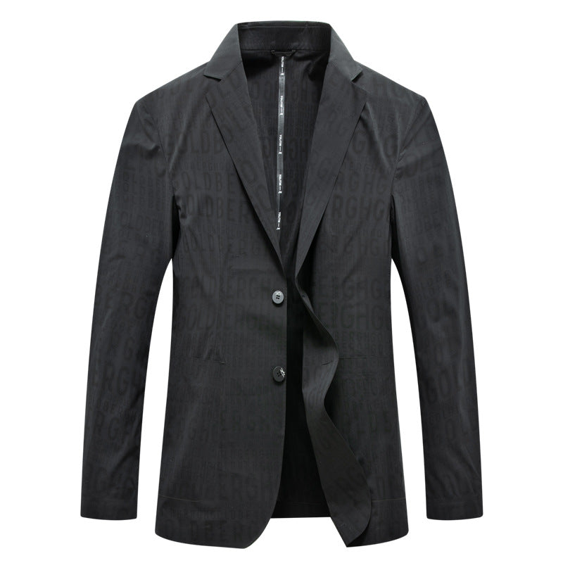 Herren Slim-Fit Einreihiges Sakko mit dezentem Jacquard-Logoallover und ungefütterter Konstruktion Drune