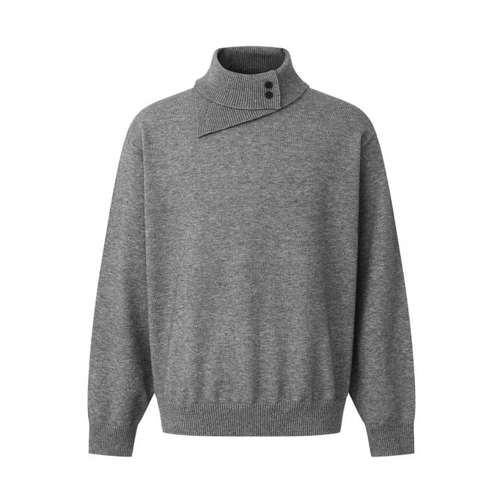 Unisex Boxy-Troyer mit asymmetrischem Schlauchkragen und Druckknopfleiste Drune
