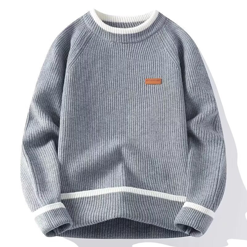 Herren Modischer Grobstrickpullover mit Rundhalsausschnitt Drune