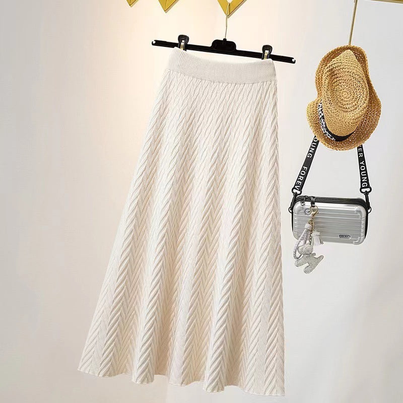 Damen Eleganter Midirock mit strukturiertem Chevron-Muster Drune