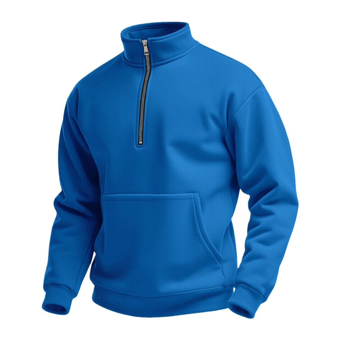 Herren nan Zip-Hoodie mit halbem Reißverschluss Stehkragen und Kängurutasche Drune