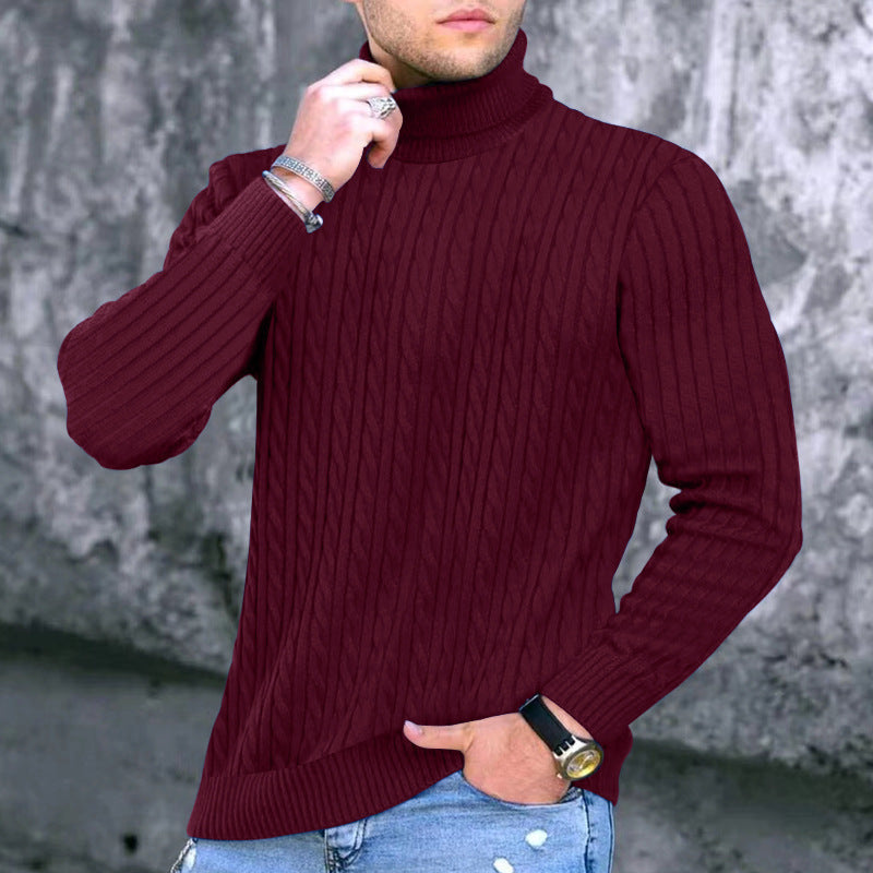 Herren eleganter Rollkragenpullover mit exquisiter Zopfmusterstruktur Drune