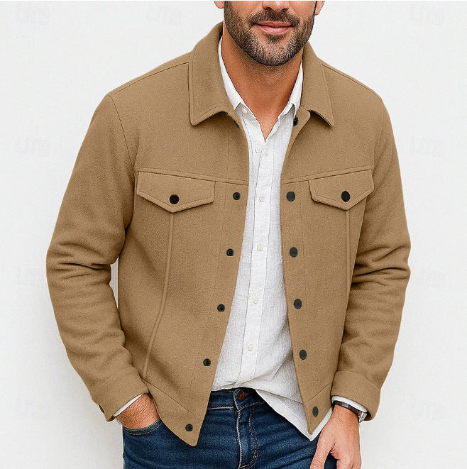 Herren nan robuste Overshirt-Jacke aus Wollmix mit aufgesetzten Brusttaschen Drune