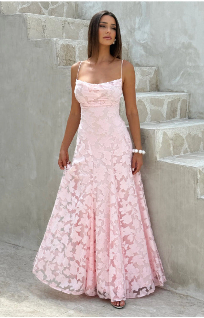 Damen Elegantes und figurumspielendes Abendkleid mit floralen Applikationen Drune