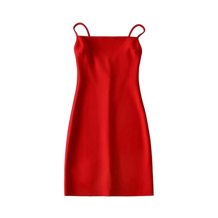 Damen elegantes Spaghettiträger-Kleid Drune