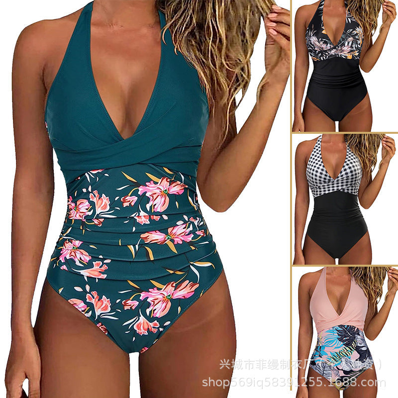 Damen Floral Design Badeanzug Drune