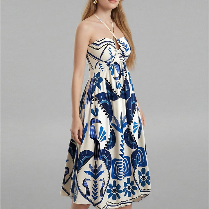 Damen Elegantes Sommer-Maxikleid mit Bandeau-Ausschnitt und floralem Druck Drune