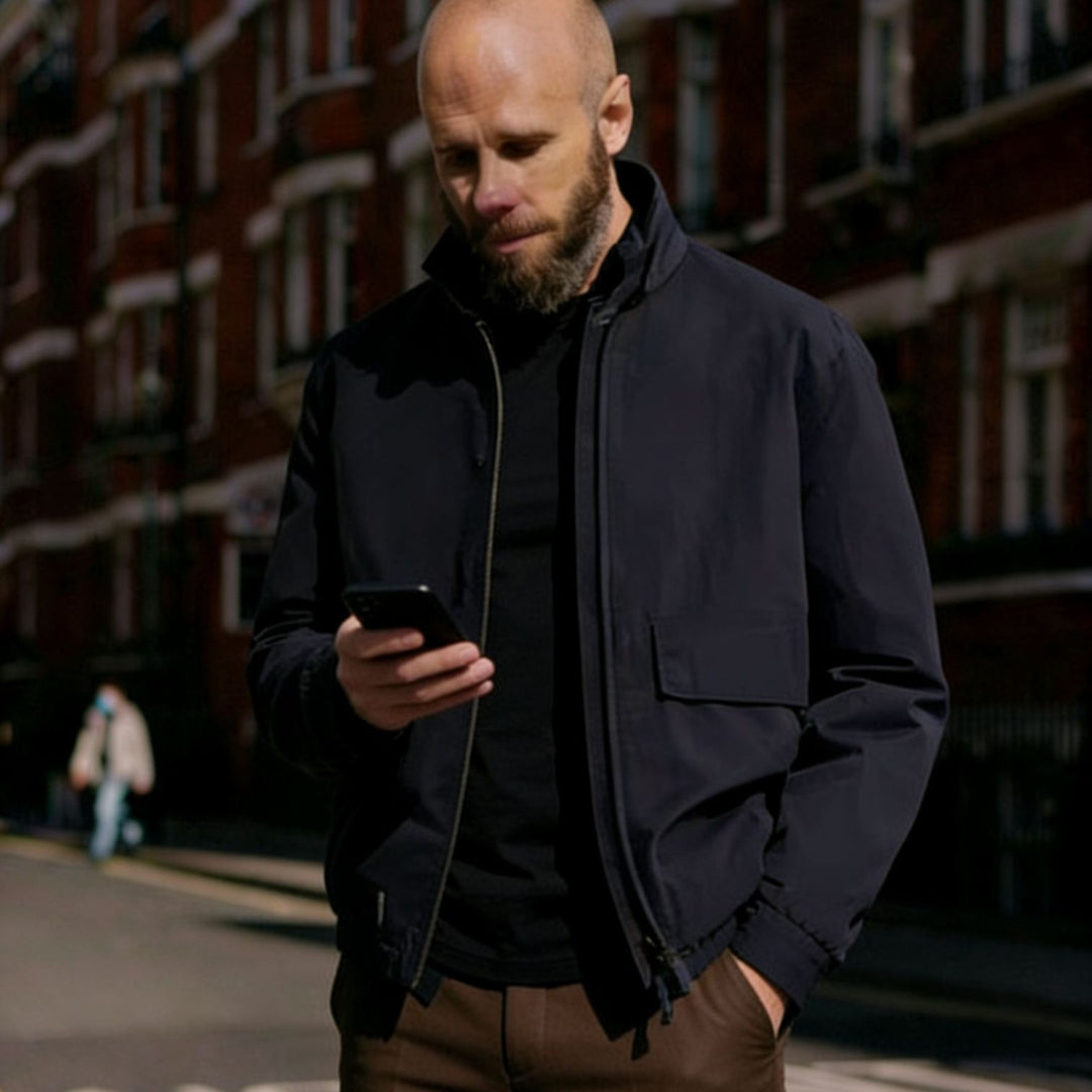 Herren Leichte Utility-Blousonjacke mit Hemdkragen und aufgesetzten Pattentaschen Drune