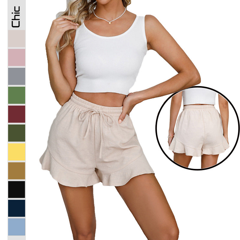 Damen Verspielte Rüschen-Sommer-Shorts Drune