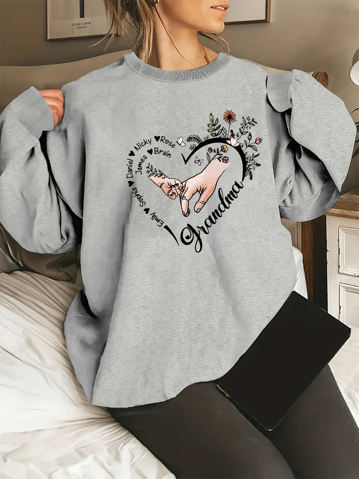 Damen entspannter Pullover mit Blumenmotiven Drune