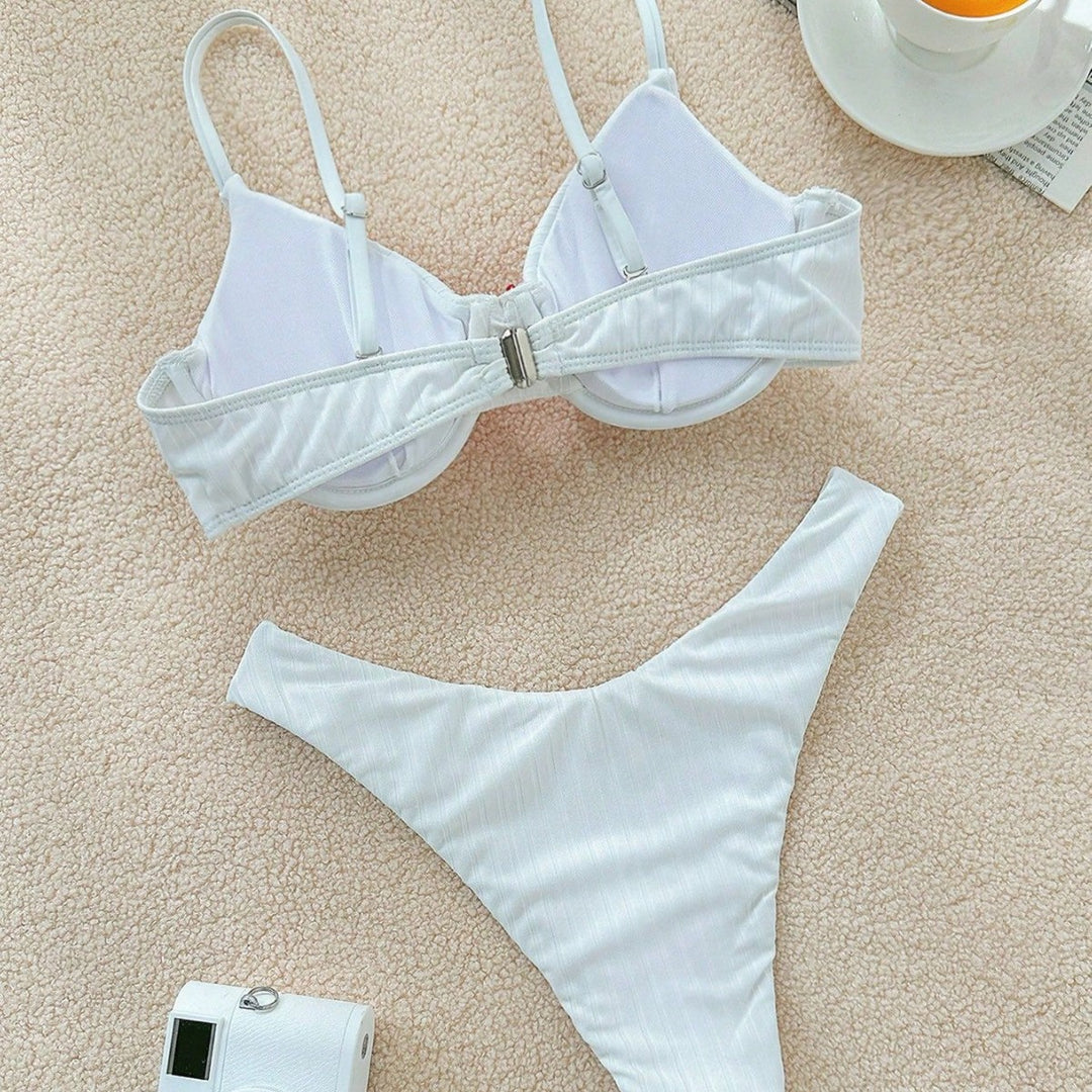 Damen gepolsterter Bikini mit farblich abgesetzten Akzenten Drune