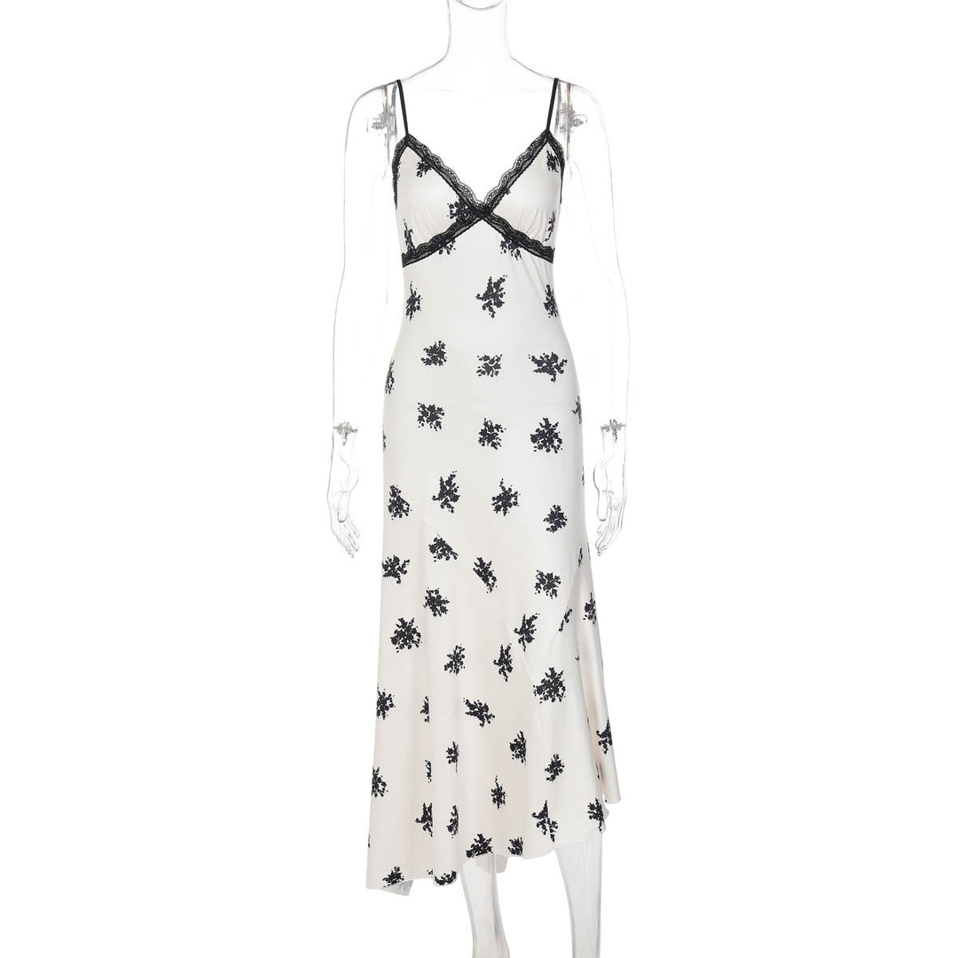 Damen Elegantes Maxikleid mit floralem Relief und feinen Spaghettiträgern Drune