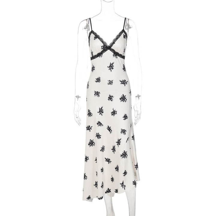 Damen Elegantes Maxikleid mit floralem Relief und feinen Spaghettiträgern Drune