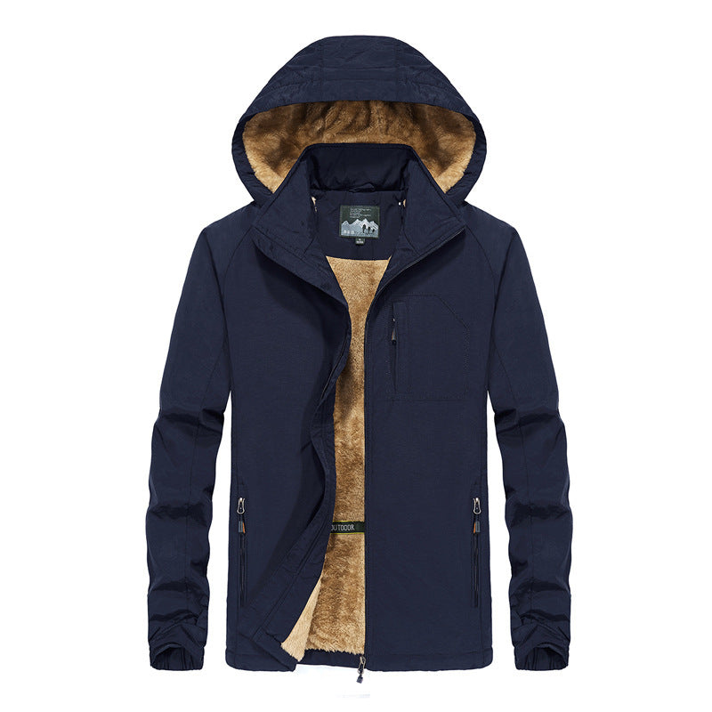 Herren Winddichte Softshell-Kapuzenjacke mit thermischer Teddyfutter-Innenlage Drune
