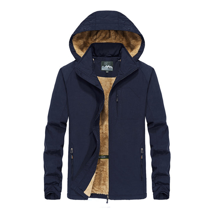 Herren Winddichte Softshell-Kapuzenjacke mit thermischer Teddyfutter-Innenlage Drune