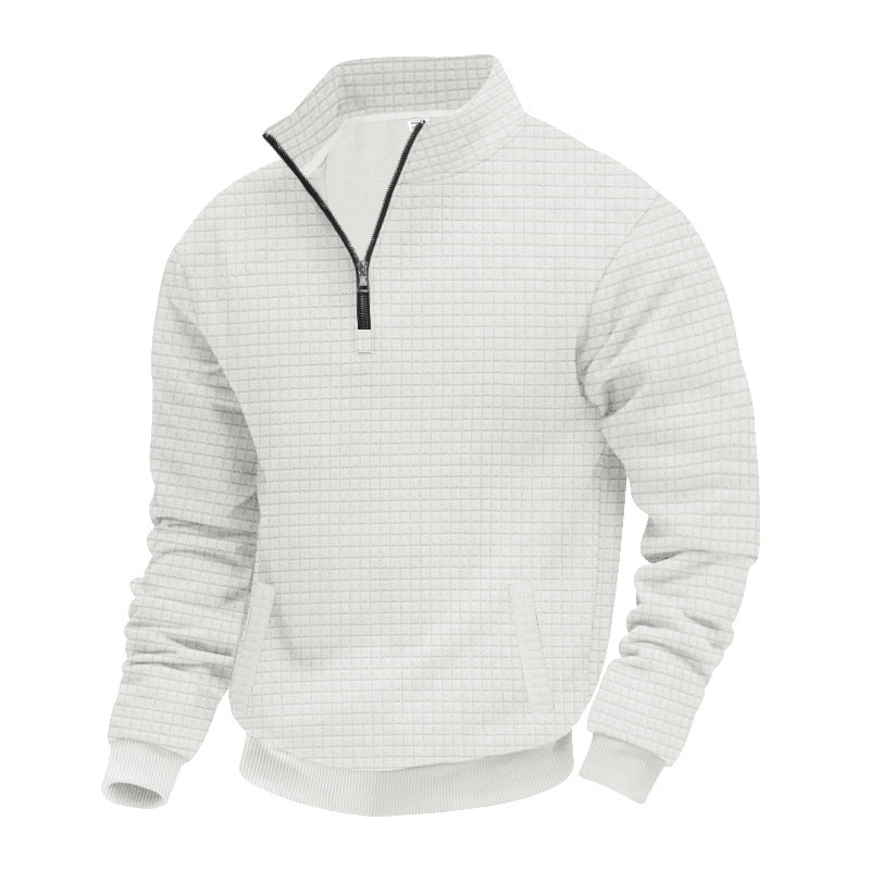Herren Fleece-Pullover mit strukturiertem Design und hohem Kragen Drune