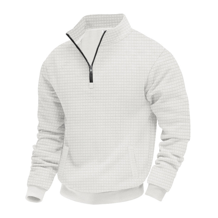 Herren Fleece-Pullover mit strukturiertem Design und hohem Kragen Drune