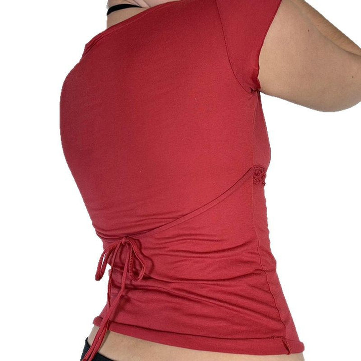 Damen Elegantes Oberteil mit Spitzen- und Drapierungselementen Drune